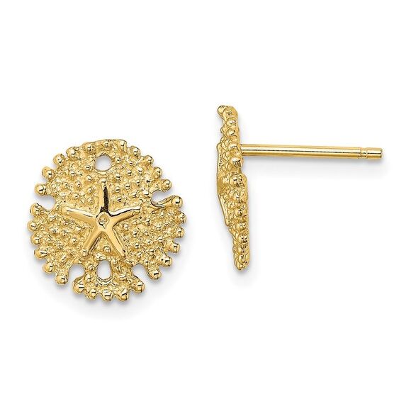 Kazi Luxury 14k Yellow Gold Textured Sand Dollar Post Earrings